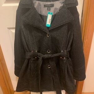 Liverpool Belted Fashion Fleece Coat, Size XXL